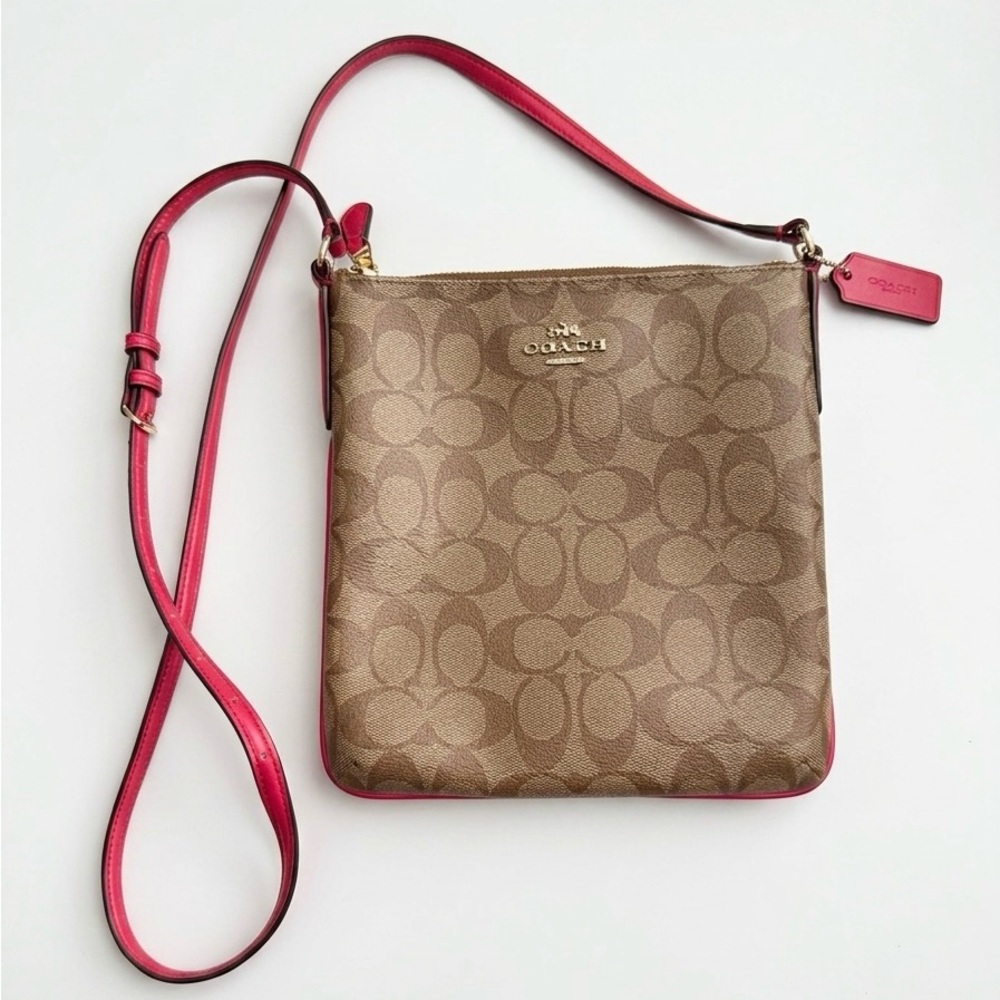 Coach Pink and Brown Signature Crossbody